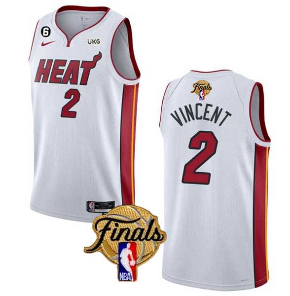 Mens Miami Heat #2 Gabe Vincent White 2023 Finals Association Edition With NO.6 Patch Stitched Basketball Jersey->miami heat->NBA Jersey